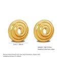 Golden spiral vortex stud earrings made of stainless steel with 3cm diameter size - Stainless Steel Spiral Vortex Studs