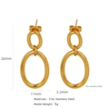 316L gold stainless steel double oval interlocking earrings with detailed size specs - Double Oval Interlocking Style (HE0016G15)