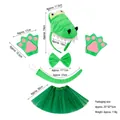Kids green crocodile costume set with headband, bowtie, tail, gloves and tutu skirt - 3D Green Dinosaur Set + Light Green Gloves + Grass Green Tutu
