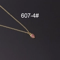 Delicate gold-toned necklace featuring a sparkling pink zircon strawberry pendant - Pavé Red Strawberry Style (607-4#)