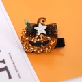Halloween pumpkin hair clip with orange sequins and black mesh bow hair accessory - Halloween Pumpkin Hair Clip