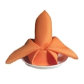 Vibrant orange cotton napkins folded in rose shape on white plate for table setting - Orange