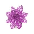 Sparkling purple 15cm artificial Christmas flower with hollow glitter finish for DIY decor - Purple