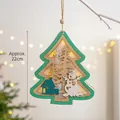 Addobbo albero di Natale in legno da 22cm luminoso con pupazzo di neve - Albero di Natale Pupazzo di Neve (con luce calda a LED)