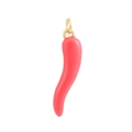 18K gold plated copper red chili pepper pendant with glossy enamel finish on white background - 04-Red Chili Pendant