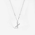 Sparkling S925 silver necklace with letter X pendant featuring micro-set zircon stones - 925 Silver / Letter X