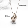 Polished silver stainless steel water drop pendant necklace on thin snake chain - NK-164 Silver Large Smooth Necklace
