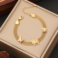 Elegant gold butterfly bracelet with woven chain displayed on a jewelry box - Frosted Butterfly Style (5#)