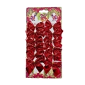 Pack of 12 shiny red Christmas tree bow ornaments for festive holiday decoration - 12Pcs/Card Pack / Bright Red