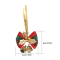 5cm Rote und grüne karierte Weihnachtsschleife mit goldenen Glocken und Stechpalmen - Goldbaumblatt-Stil / Klein