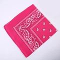 Magenta paisley polyester bandana with classic black and white teardrop patterns - 54*54CM / Rose Red