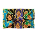 Elastic bohemian wide headband featuring a colorful ikat pattern and a central knot design - Multicolor Ikat Bow (10768)