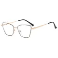 Montatura occhiali cat-eye in metallo bicolore oro e nero con stanghette sottili - C2-Nero e Oro