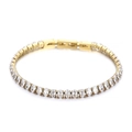 Elegant gold-plated tennis bracelet featuring oval-cut clear zircons with a secure fold-over clasp - Clear Oval Cut Style (KB167211-KFC)