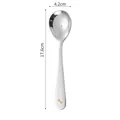 Polished silver stainless steel baby spoon with puppy engraving, 17.6cm length - Long Handle Dog Spoon