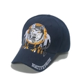 Dunkelblaue Baseballkappe mit Wolfsstickerei und Native Pride Schriftzug-Detail - M(56-58cm) / Marineblau