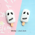 Detailed macro view of 1.6x3.3cm ghost popsicle resin flatback for Halloween DIY crafts - Halloween White Popsicle