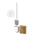 Set scopino per WC in silicone bianco e grigio con manico staccabile e supporto abbinato - Stile di Drenaggio / Bianco Chiaro di Luna