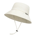 Cappello a secchiello crema impermeabile con cinturino regolabile e tesa larga parasole - Regolabile / Beige Chiaro