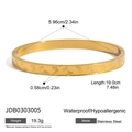 18K gold plated stainless steel butterfly bangle with dimensions and specs - Gold Butterfly Textured Bangle(JDB0303005)