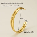 Adjustable 18K gold plated stainless steel C-shape bangle with braided texture - Twisted Rope Center Style (ZXG668)