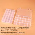 Close-up of 24-compartment transparent storage box with adjustable dividers and dimensions - Adjustable Medium 24-Compartment (27.5x17.5x4.5cm)