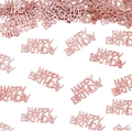 Coriandoli Happy Birthday in oro rosa glitterato per decorazione elegante della tavola - 100 Pezzi / Rosa