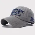 Gray cotton baseball cap with blue Average Joe's 3D embroidery and side lettering - AVERAGE JOES Style / Gray