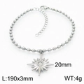 Silver bead bracelet with 20mm star pendant, 190mm length and 4g weight detail - Steel Color Bracelet (KB167239-Z)