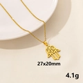 Goldene Hamsa-Hand Halskette aus Edelstahl mit bösem Blick, Größe 27x20mm und Gewicht 4,1g - Gold Hand der Fatima Stil (S687-G+N22-G) / Gold
