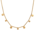Collar de acero inoxidable bañado en oro de 18K con siete delicados dijes de margaritas - Collar de Margarita - Dorado