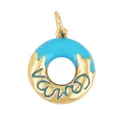 Mini DIY jewelry charm in blue and gold doughnut shape with polished enamel finish - Sky Blue Wave Donut (ACF6621-5)