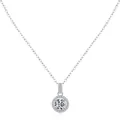 Elegant S925 sterling silver halo necklace featuring a brilliant round cubic zirconia stone - 925 Sterling Silver