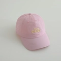 Detailed view of pink kid's baseball cap with Smile embroidery and breathable side mesh - 52-54cm (3-8 Years) / Pink