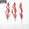 Three-piece set of artificial red Christmas berry stems with 32cm height and foam texture - ACG1-9 (3-Pack / High-Position Berry Clusters)