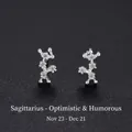 999 Sterling silver Sagittarius constellation stud earrings with white cubic zirconia - Sagittarius