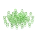 Macro detail of faceted grass green bicone glass crystal beads for DIY jewelry making - 3mm / Light Green
