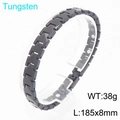 Matte black tungsten magnetic bracelet for men with H-link design, 185x8mm, 38g weight - Black (KB208979-JI)