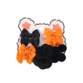 Set accessori per capelli con fiocchi arancioni e fiori neri su cartoncino orsetto - Set Fiocchi Halloween Nero Arancio (12)