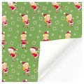 Christmas gift wrapping paper with green background and cute cartoon girl patterns - Style 5