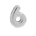 Silver finish number 6 balloon style brass pendant for personalized jewelry making - Number 6 Pendant / White Gold