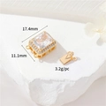 Rectangular gold-plated zircon clover clasp for DIY jewelry with 17.4mm size - 14K Gold White Zircon Rectangle Clasp