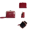 Deep red leather wallet for women with multi-card organ slots and retro metal clasp - Red
