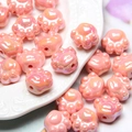 Pink iridescent acrylic cat paw beads for DIY jewelry and beaded phone charms - Peach Pink