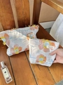 Two-piece floral yarn-dyed makeup bags in light grey with yellow flowers and blue tassels - Standard / Multicolor Flower