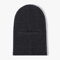 Dark grey knitted balaclava with ribbed texture and single eye opening for winter warmth - One Size / Dark Gray