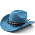 Cappello da cowboy blu lago in finta pelle scamosciata con perline e turchese - M (56-58cm) / Blu Lago