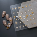 Autocollants nail art cœurs dorés et blancs avec relief métallique pour décoration DIY - CO-270 Coeur Bronzant Doré / Feuille Unique