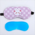 Cute bunny sleeping eye mask in purple plaid pattern with cooling blue gel insert - Purple Grid Bunny
