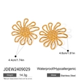 Detail of waterproof hypoallergenic stainless steel hollow daisy flower earrings - Gold Daisy Hollow Stud Earrings (JDEW2409029)